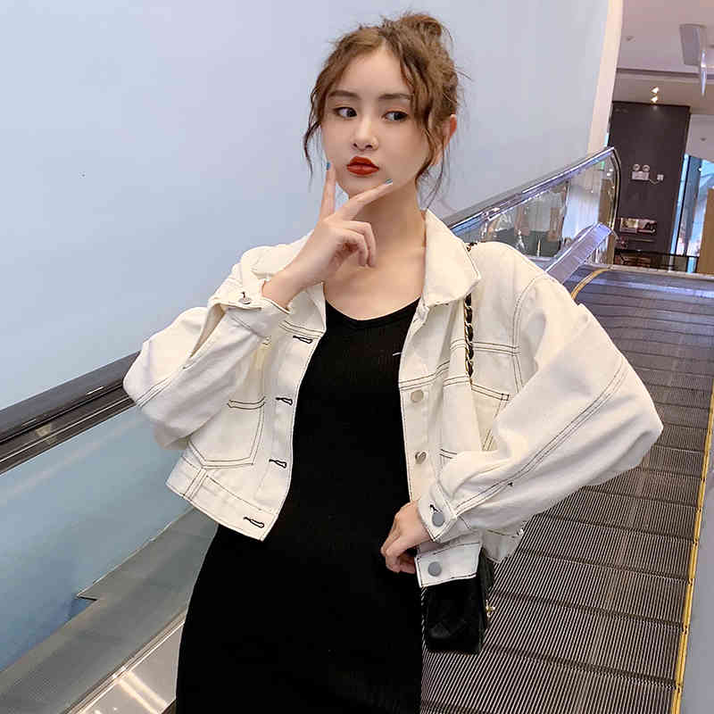 

women's jackets early autumn short color coat long sleeve single-breasted casual denim women men's clothes 1iqo, Black;brown