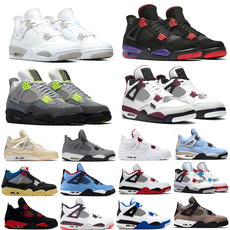

Mens 4s Basketball Shoes for University Blue Bred Black cat Fire Red Metallic White Oreo Taupe Haze cactus jack women Sports Trainers FSI0, Green metallic