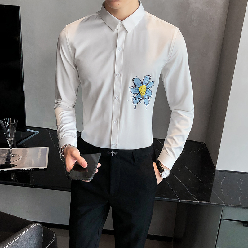 

New Estilo Britnico Plus Size 5xl-s Impresso Camisas Dos Homens De Manga Longa Moda 2021 Simples Fino Ajuste Streetwear Noite Clube Blusas I, Black
