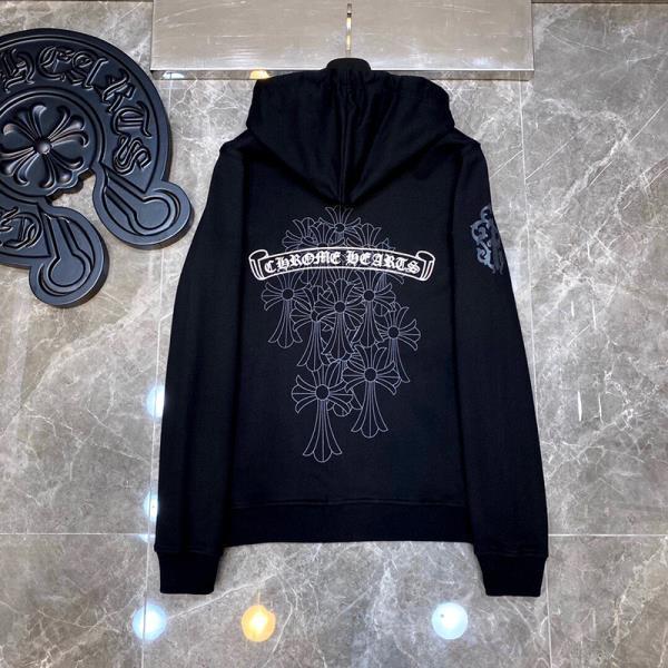 

2021 Crosin Cross Horseshoe Silver Decoration Men's and Women's Zipper Hoodie Sweater Jacket Long Sleeve Loose Couple, Black