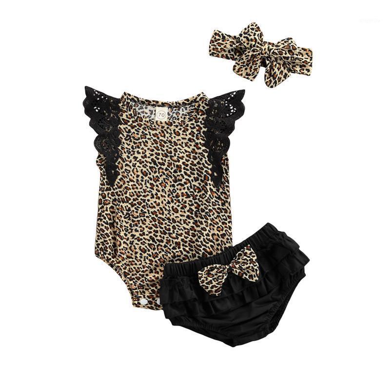 

Clothing Sets 0-24M Baby Girl Three Piece Clothes Set Fashion Leopard Sleeve Romper And Bow Shorts With Headband Infant Girls, White