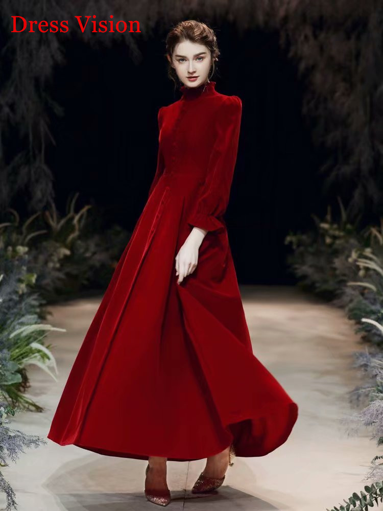 

2021 Muslim Burgundy Long Sleeves Elegant Evening Es Formal Robe De Soiree Prom Party Gowns Jxx2