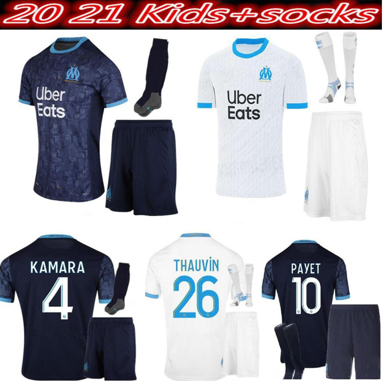 

Hot sale2020 2021 Olympique de Marseille Soccer jersey adult kits 20/21 Maillot Men's + children's socks suit football shirts, Black;yellow