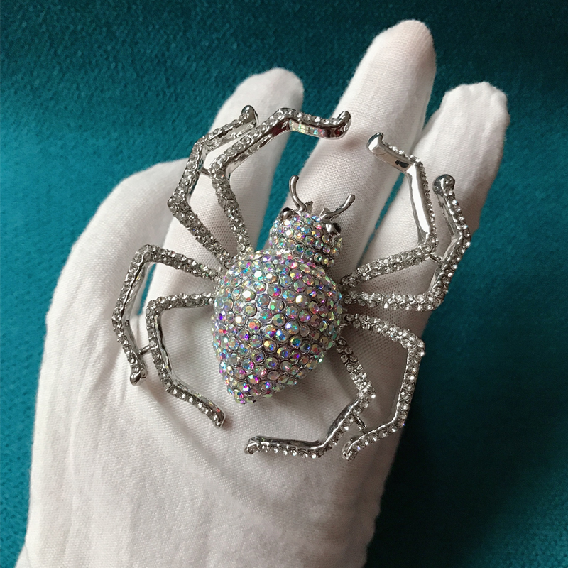 

Bling Bing Crystal Spider Ring Women Girl Animal Spider Open Ring Fashion Jewelry Accessories High Quality, Golden;silver