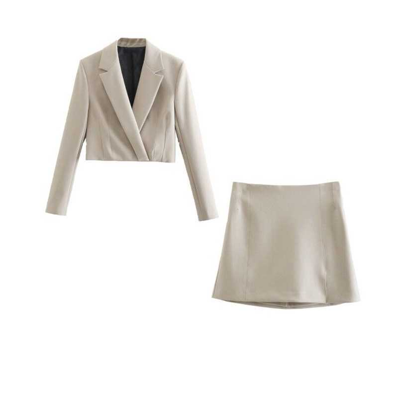 

Casual Blazer Skirt Set Elegant Style Two Piece Outfits For Women Outfit Office Ladies Suit 210525