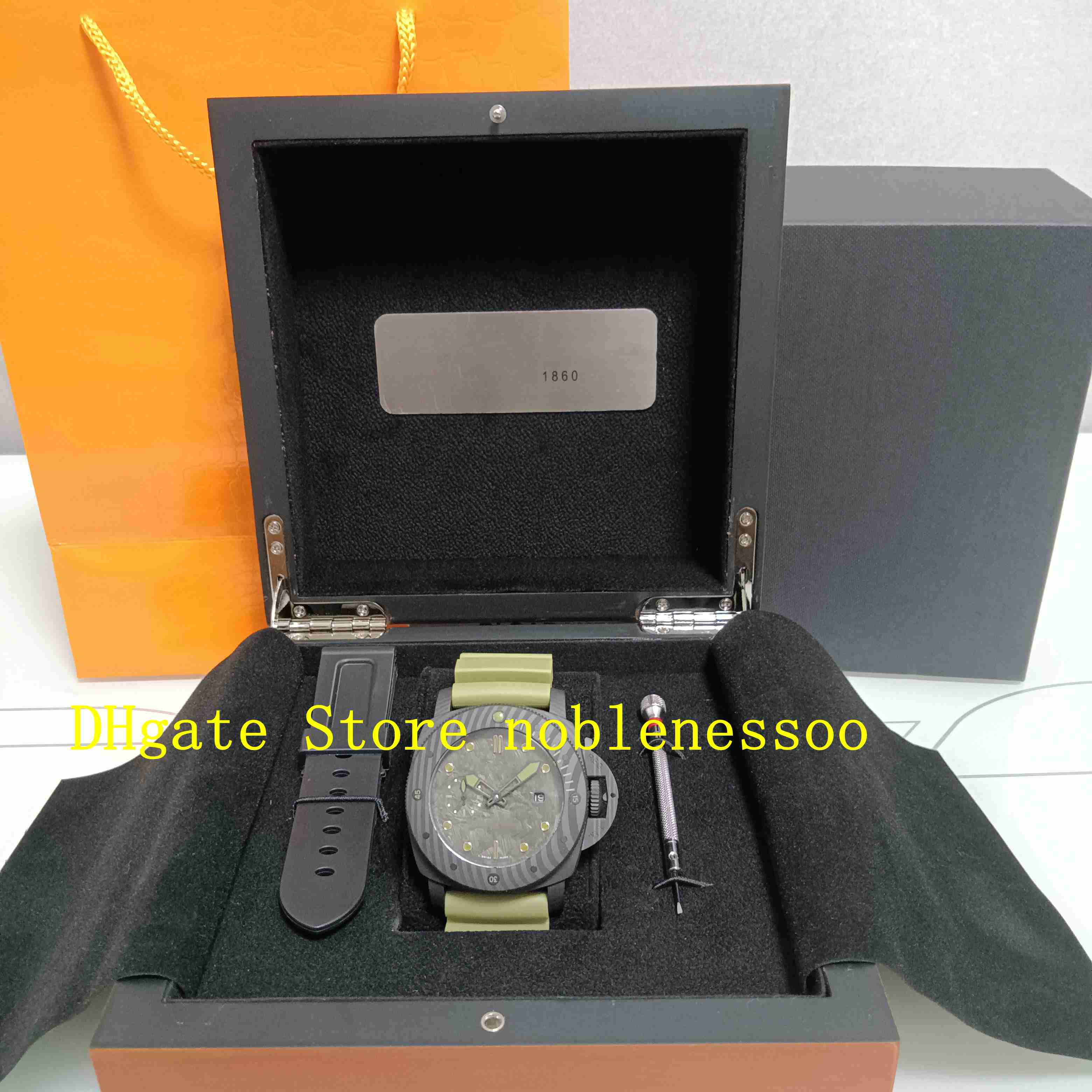 

With Original Box Mens Top Quality Watch Men's 47mm Classic Series PAM00961 CARBOTECH Counterclockwise Rotating Bezel Case Diving Automatic Mechanical Watches, 01