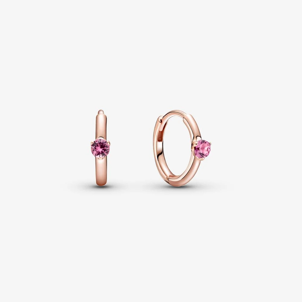 

New Arrivals Authentic 925 Sterling Silver Pink Solitaire Huggie Hoop Earrings Fashion Earrings Jewelry Accessories For Women Gift, Golden;silver