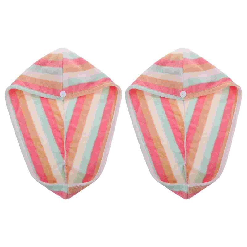 

Shower Caps 2Pcs Comfortable Hair Drying Hats Colored Towels Quick
