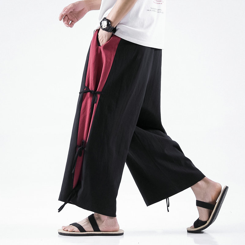 

New 2021 Summer Chinese Style Male Loose Cross Casual Harem Pants Hip Hop Baggy Streetwear Men Breathable Trousers Bit1 1tqb, Wine red