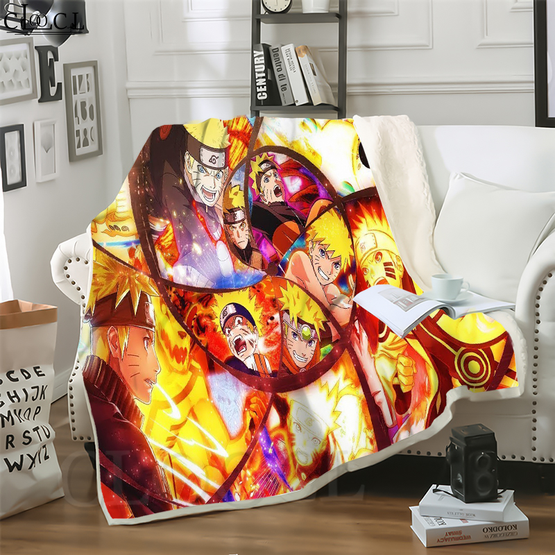 CLOOCL Blankets Anime Uzumaki Naruto 3D Print Sofa Travel Throw Blanket Teens Plush Quilt-image-661153613