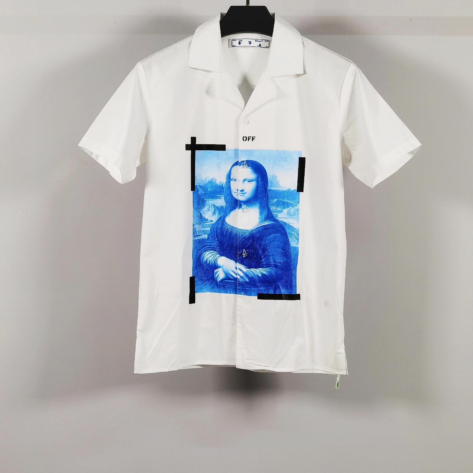 

Off Mona Lisa Portrait Print Shirt for Men and Women in Spring Summer, White