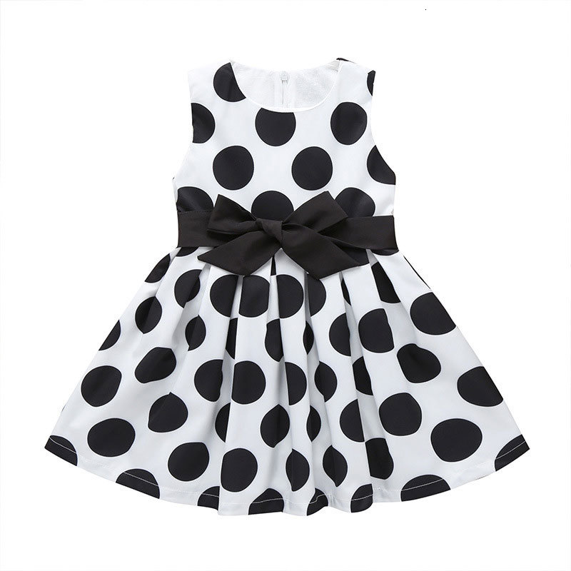 

2021 New Cotton Dot Kids Summer for Sleeveless O-neck Princess Es Fashion Baby Girls Clothes 1-5 Years R4sl, White