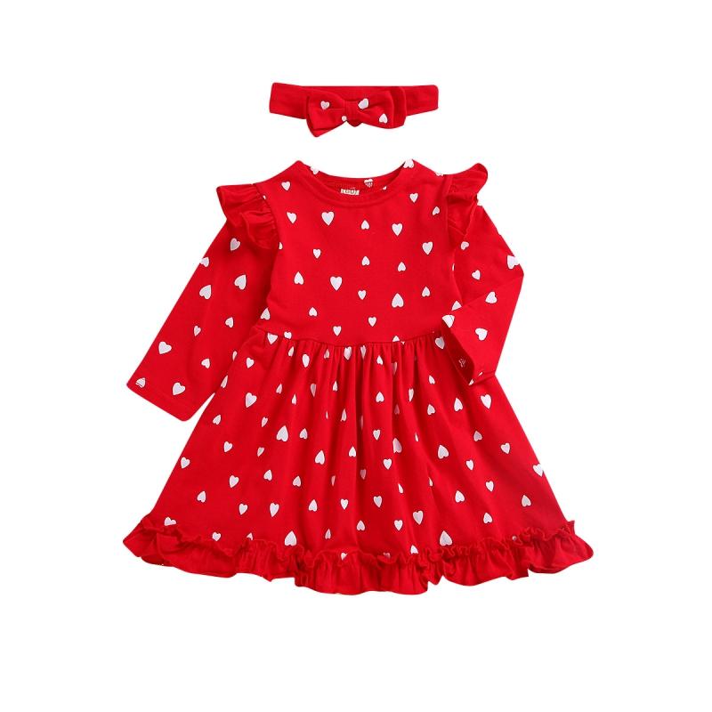

Girls Dresses Children's Cute Red Peach Heart Dress Red 110cm 2021 New Arrive