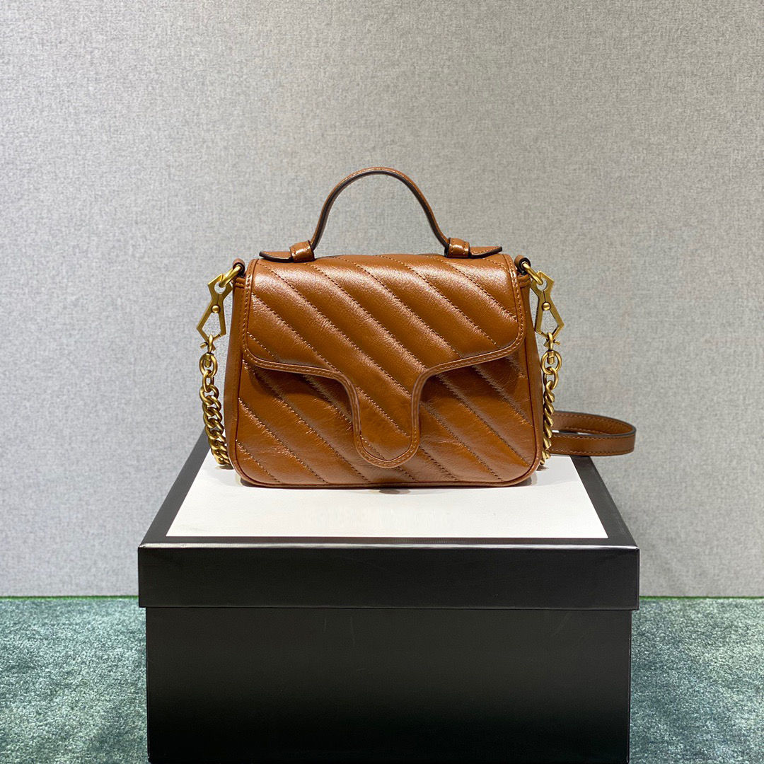 

Perfect Items!!! Mini Top Handle Bag Brown Diagonal Matelasse Leather A Message About Leaving Fashion's Old Rules Behind