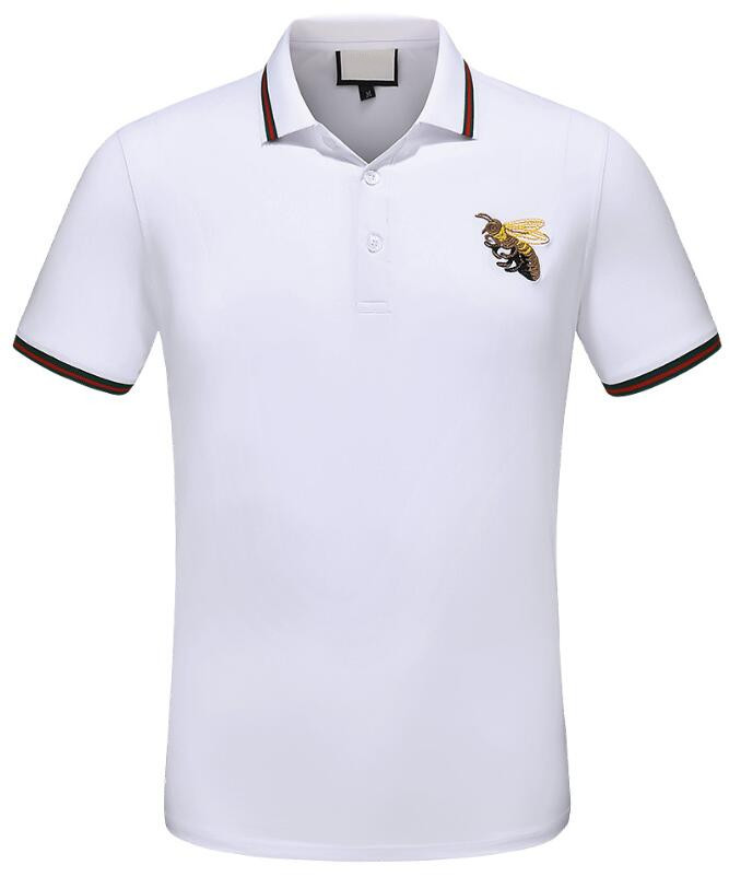 

2021 Italy Mens Designer Polo Shirts Man High Street Embroidery Garter Snakes Little Bee Printing Brands Top Quality Cottom Clothing men Tees -3XL #6565, Gray