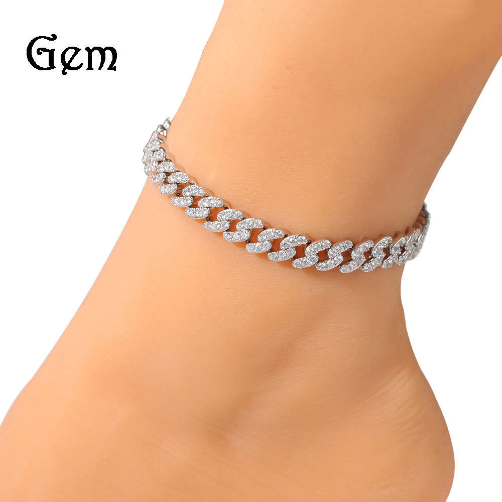 

Fashion Anklet ins summer zircon Cuba Anklet women's new versatile jewelry
