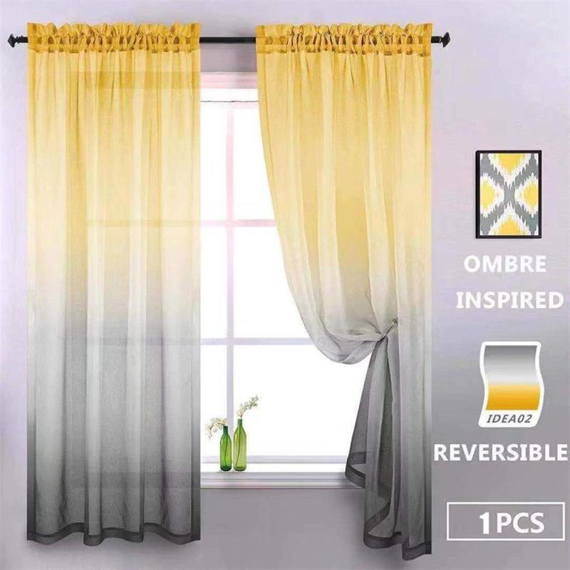 

Valance Curtains for Living Room Gradient Color Tulle Door Window Curtain Drape Panel Sheer Scarf Valances 1PC