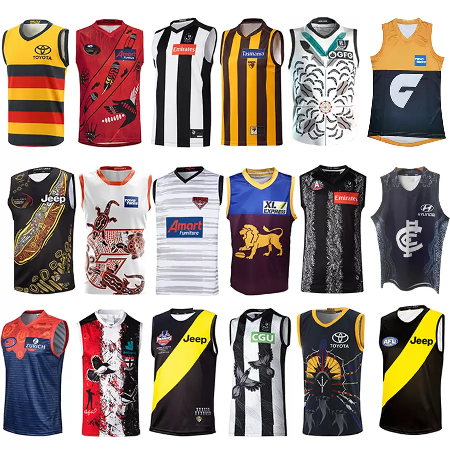 

AFL West Coast Eagles geelong cats rugby jerseys Essendon Bombers Melbourne Blues Adelaide Crows St Kilda Saints GWS Giants GUERNSEY, Black;gray