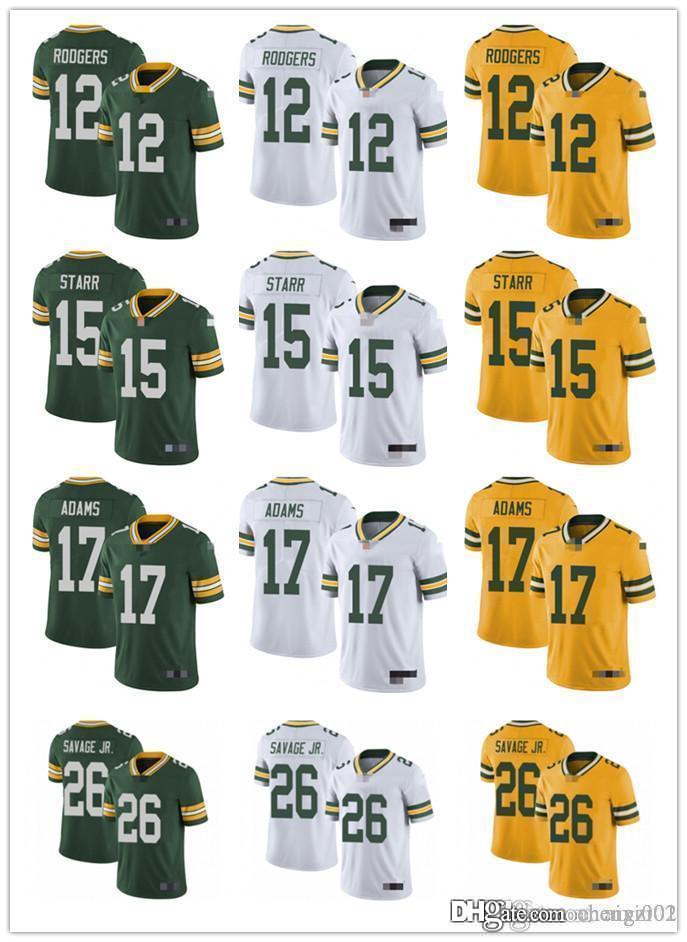 

Men Women Youth Green Bay Packers 12 Aaron Rodgers 26 Darnell Savage Jr. 17 Davante Adams 15 Bart Starr Football Jerseys, Black;red