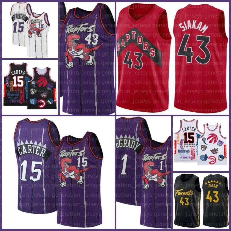 

Pascal 43 Siakam Basketball Toronto Raptors Jersey Vince 15 Carter Marcus 21 Camby Fred 23 VanVleet Tracy 1 McGrady Lowry as, Black;red