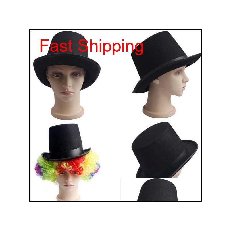 

Black Satin Felt Top Hat Magician Gentleman Adult 20'S Costume Tuxedo Victorian Cap Halloween Christmas Party Fancy Dress Top Hats Iam 0Ulah
