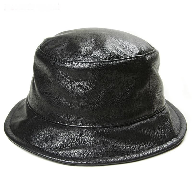 

Wide Brim Hats Korean Winter Women Black Real Leather Fisherman For Men Male Casual Fishing Hat Basin Caps Man Streetwear Bucket Gorra