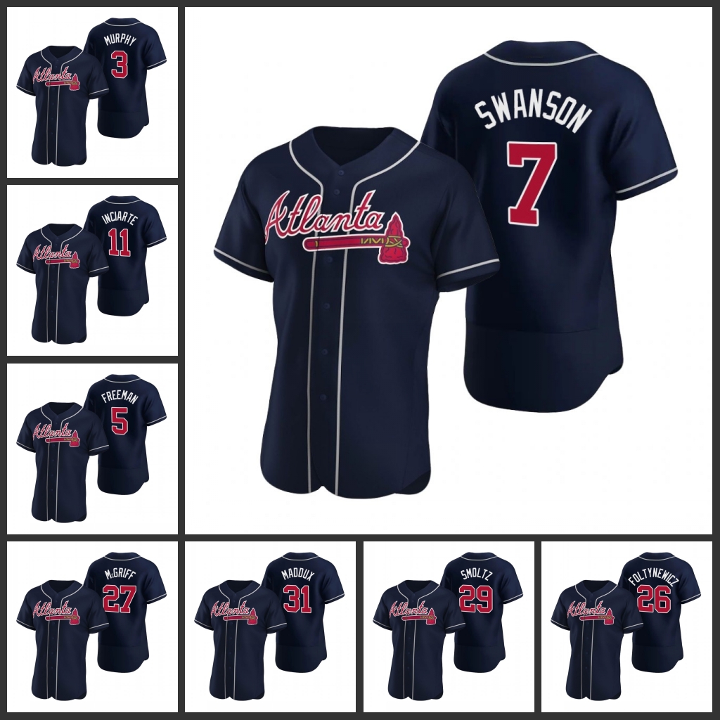 

Atlanta Braves Men Tyler Flowers Dale Murphy Dansby Swanson Ender Inciarte Authentic Alternate Women Youth Jersey, Black
