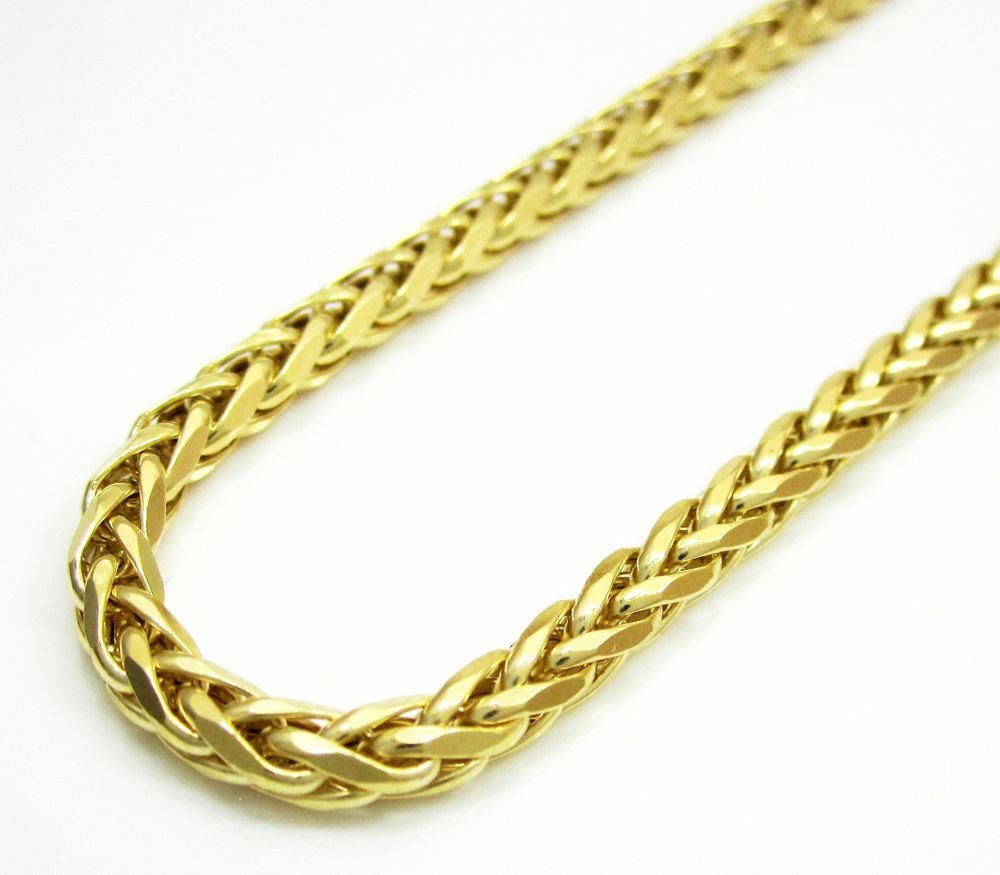 

24" 3mm 14k Yellow Real Gold Filled Franco Wheat Italy Spider Chain Necklace Mens, Silver
