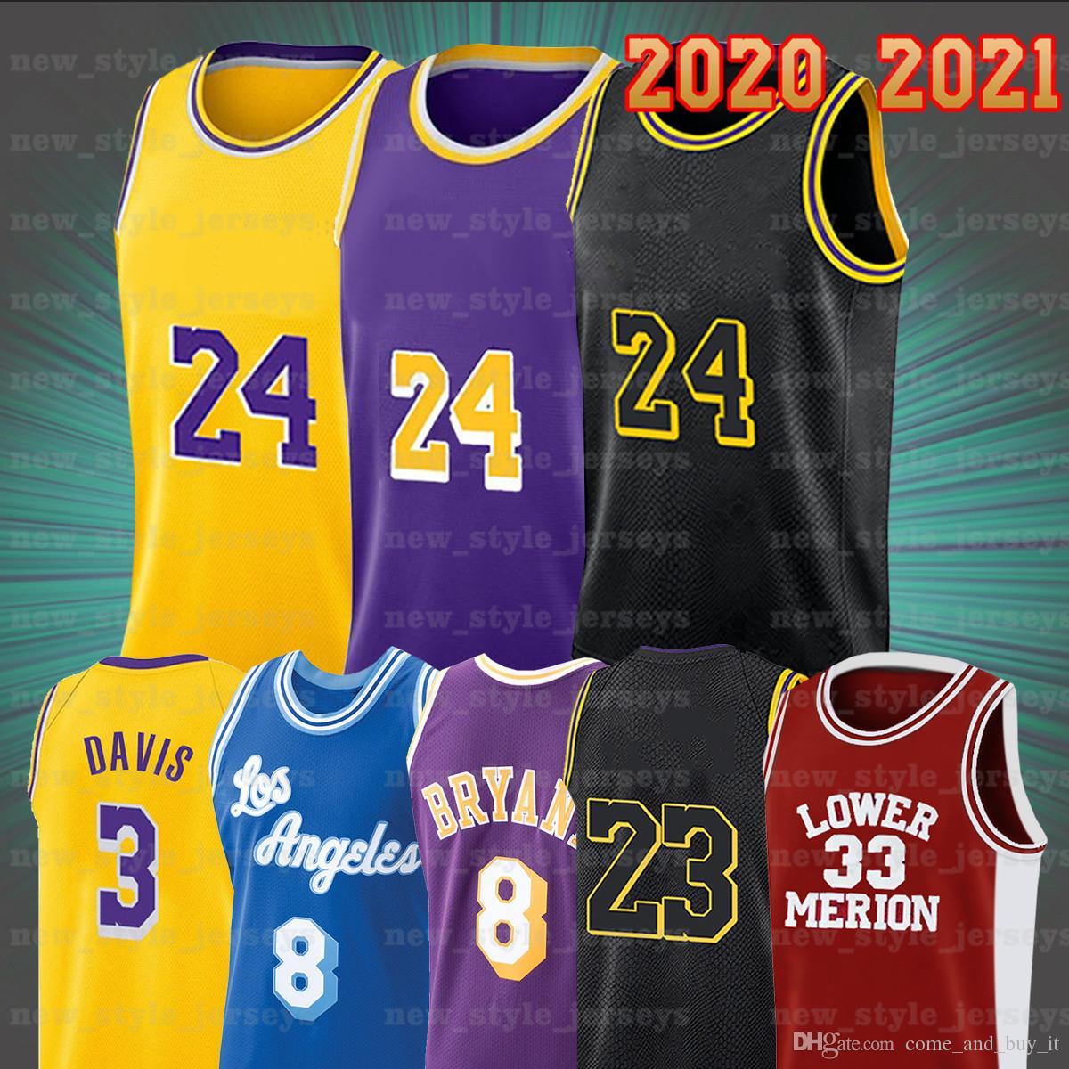 

2021 Los Angeles Lakers Alex 4 Caruso Jersey LeBron 23 James Anthony 3 Davis Kyle Bryant Mens12, Black;red