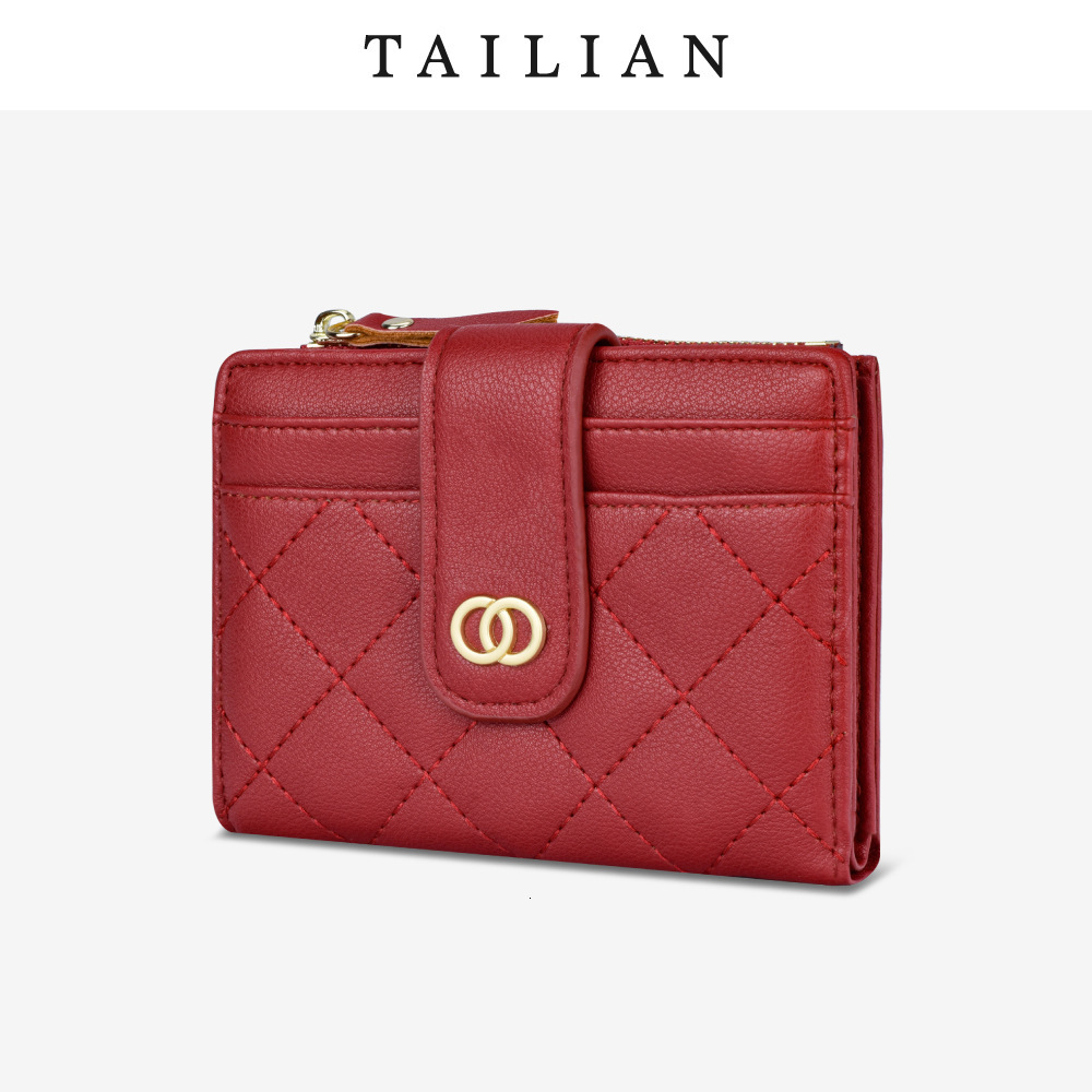 

Talian wallet women's small fragrance embroidery multi card zero wallet women's wallet, Red;black