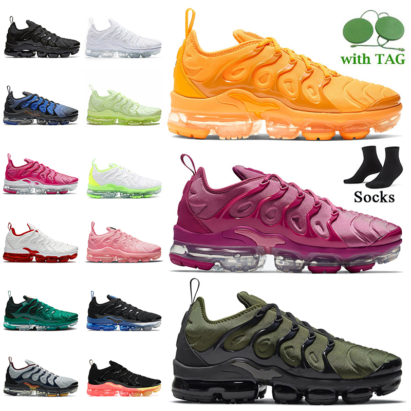 

With Tag Socks Men Women Fashion Running Shoes University gold Magenta Dark Russet Barely Volt Knicks Vibes Tennis Ball Sunset Sneakers Tn Plus Sports Trainers, A38 pink purple 36-40