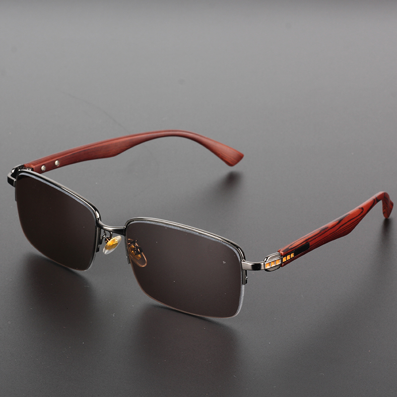 

2021 New Glass Sunglasses Men Stone Glasses Male Semi Rimless Rectangle Anti Eye Dry Brown Lens Whn7