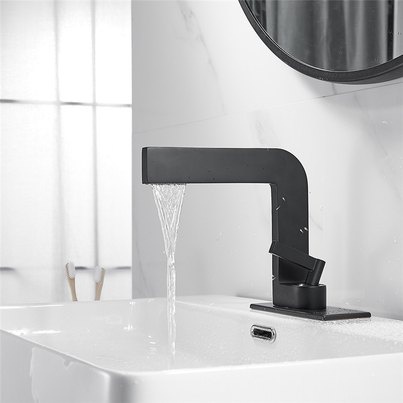 

2021 New Modern Black Sink Mixer Tap Brass Chrome Wash Basin Faucet Handle Single Hole Crane for Bathroom Nqo8