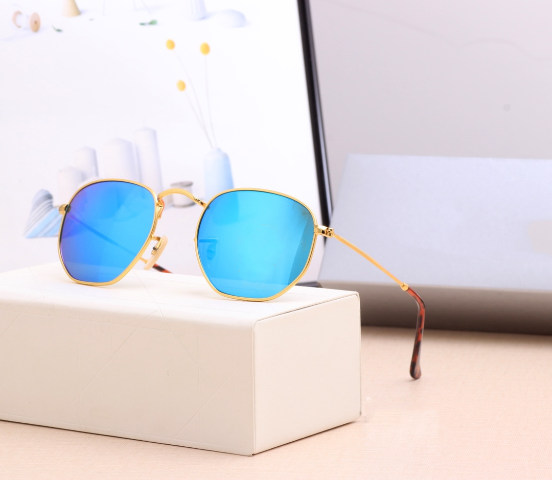 

Womens fashion Sunglasses Mens Sunglasses Octagonal Flat Metal Sun glass lenses with leather case for Christmas Fashion Gift