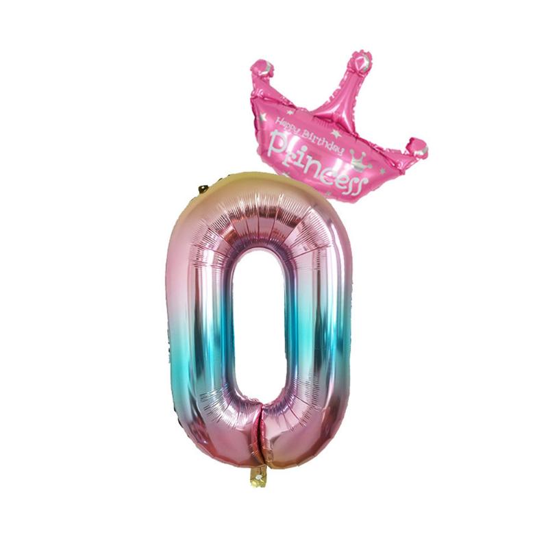 

Party Baby Shower Decoration Birthday Gift Wedding Number Shape Aluminum Foil Crown Gradient Color Festival Balloon Kids Toy