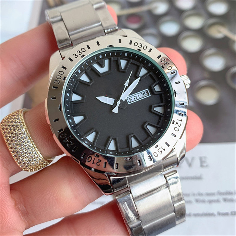 5-Mens watches Fashion Calendar Dial Simple Style Business Sports Casual Quartz Movement Mens Stainless Steel Silicone Strap Military Watch-image-656395065
