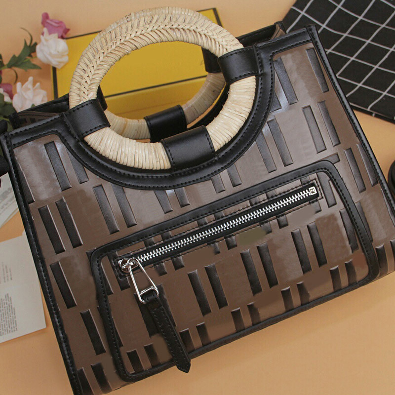 

Bag Package Shopping Genuine Leather Letter Handbags Lady Tote Woven rattan Circle Handle Hand Unique Shoulder