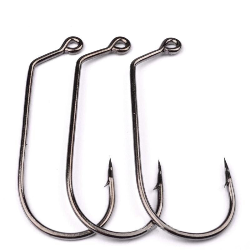 

Fishing Hooks 100pcs Jig Head Hook Fishhook Saltwater Bass Tackle Sand Eel Slugs Worms