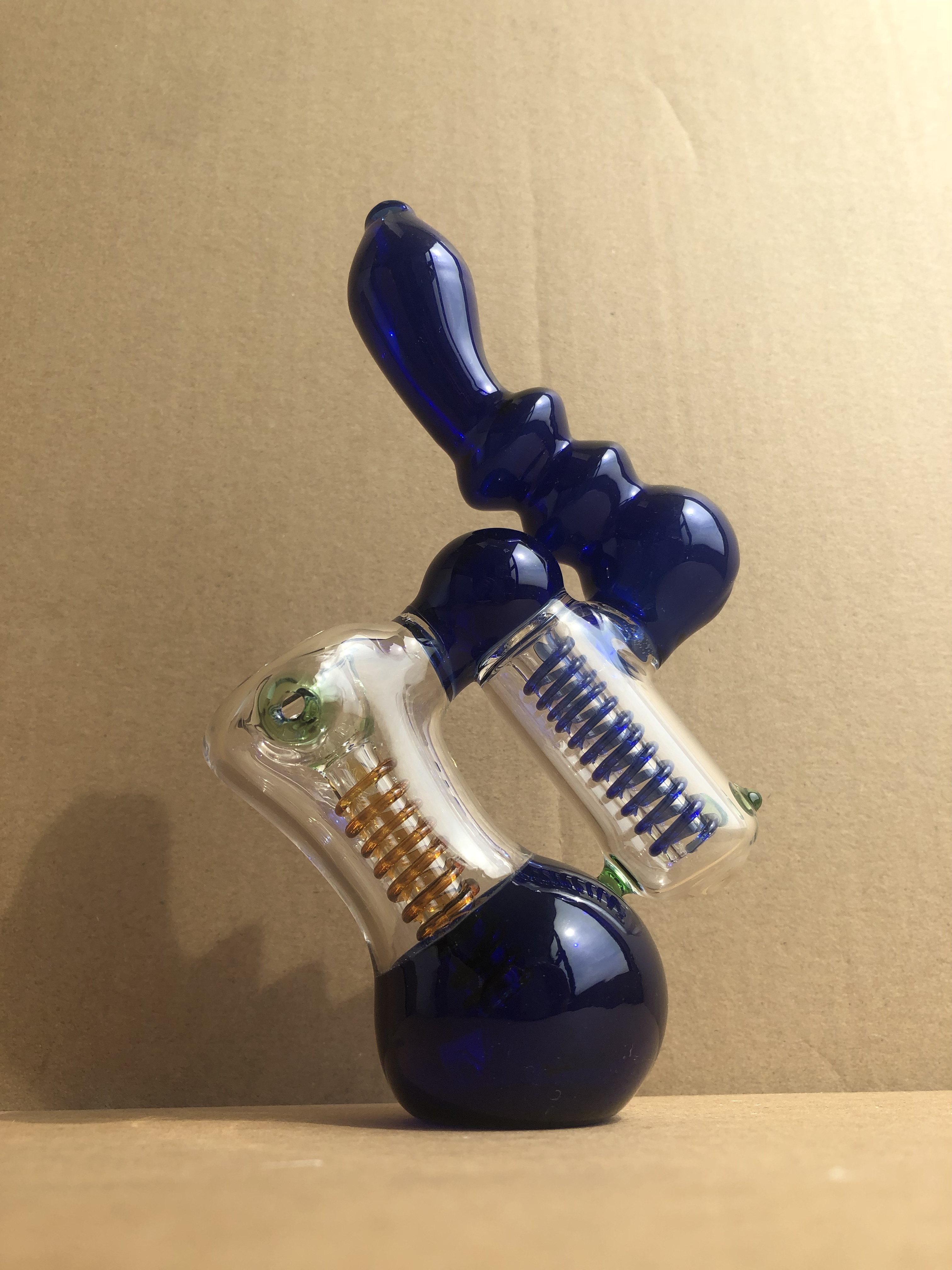 

New glass bongs Double chamber showerhead perc dab Rigs tube water pipe Quality product blue black glass pipes