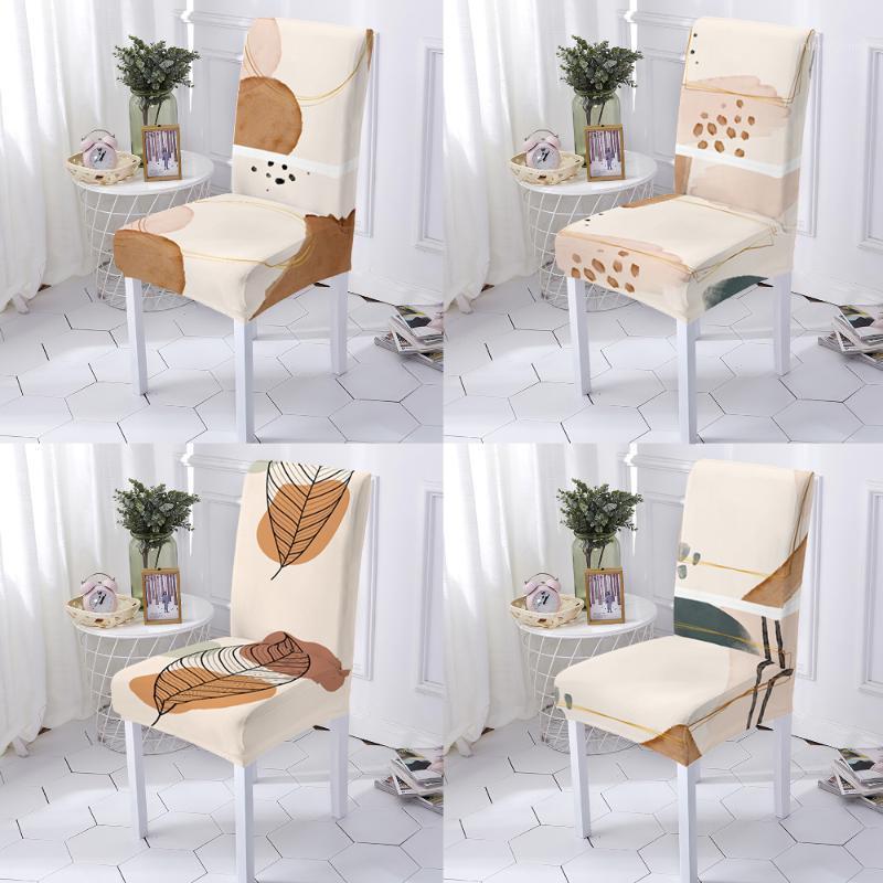 

Chair Covers Scandinavian Stretch Seat Cover Sunset Leaf Decoration Living Room Non-slip Detachable Anti-dirty Kitchen