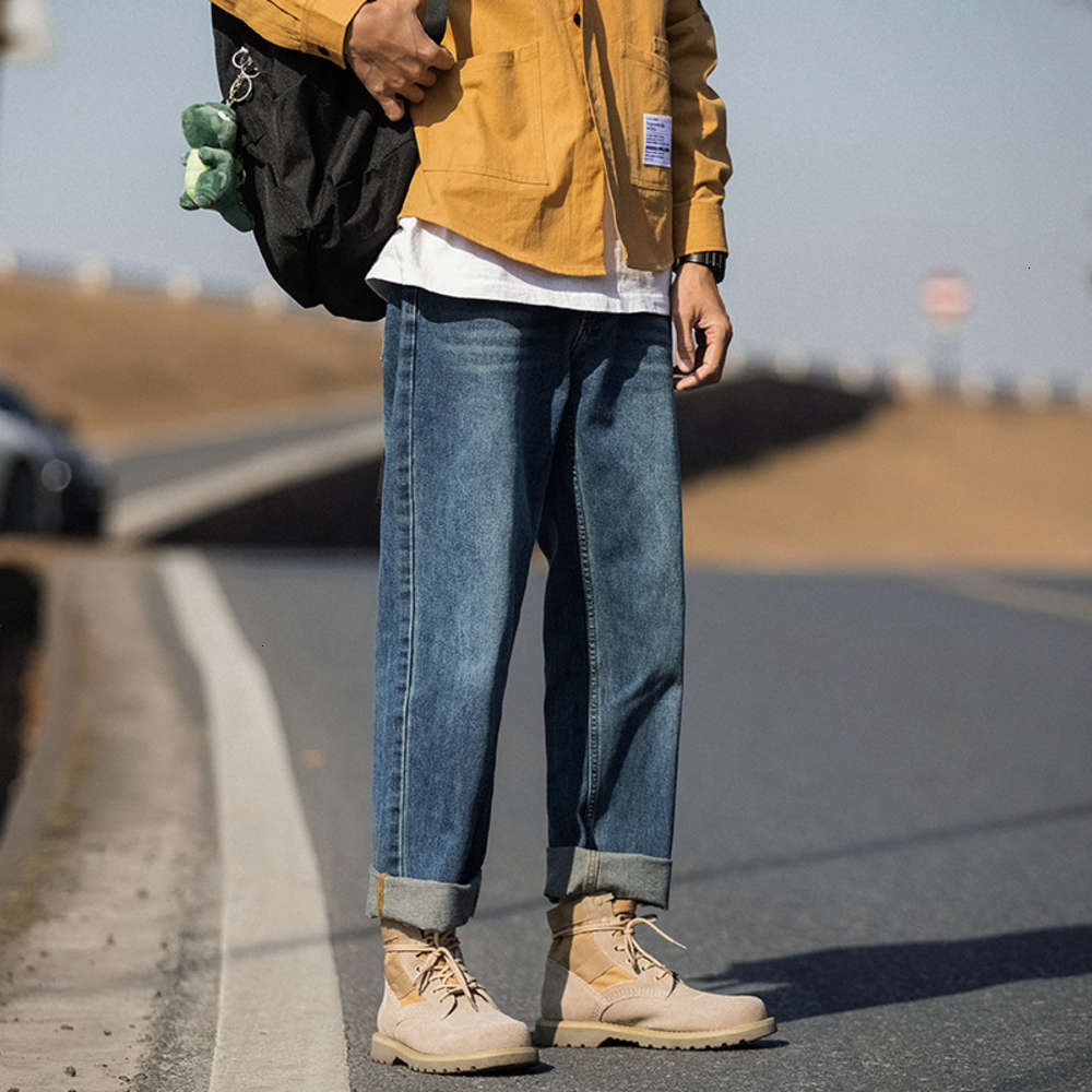 

Spring new jeans men's brand design daddy leisure wide leg pants fashion z05, Blue