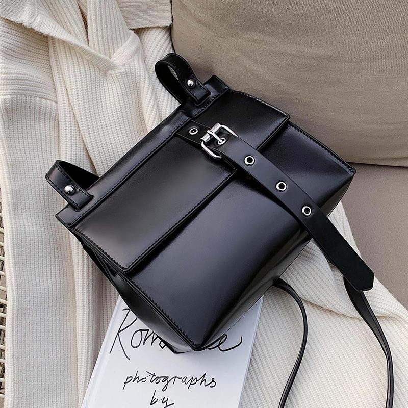 

Vintage Square Crossbody bag 2021 Fashion New High quality PU Leather Women's Designer Handbag Lock Shoulder Messenger Bag, Black