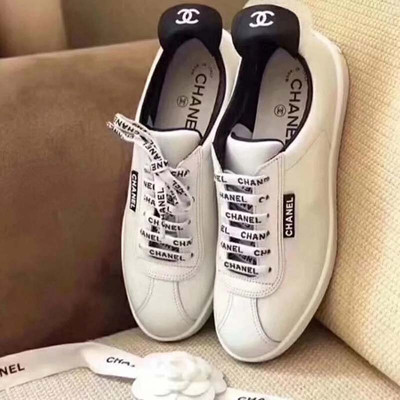 

chanel Fashion Top Quality Designer cc shoes real leather Handmade Multicolor Gradient Technical sneakers men women famous shoe Trainers bag, Black