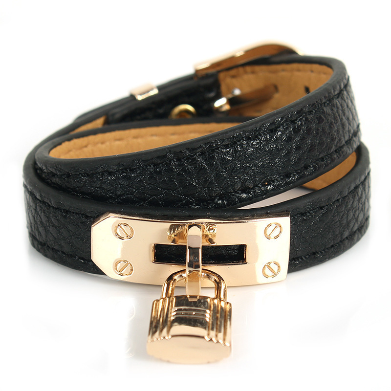 

Fine Jewelry Online 56 bracelet fashion personality Kelly double circle hanging lock belt buckle leather 65% Off Store Online Sale