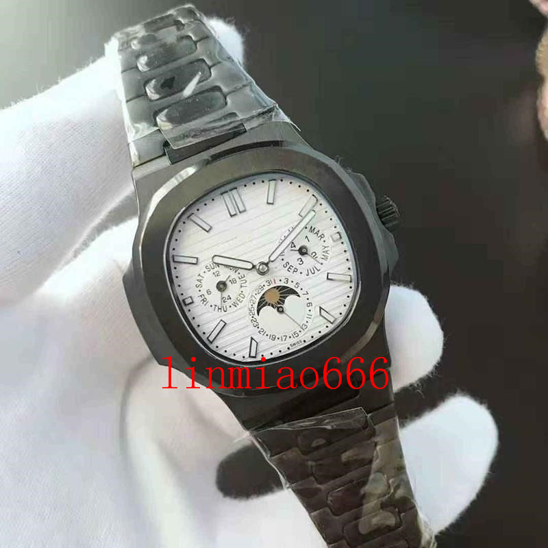 

2021 8 colors mens black automatic watches waterproof date watch silver strap blue stainless mechanical, Slivery;brown