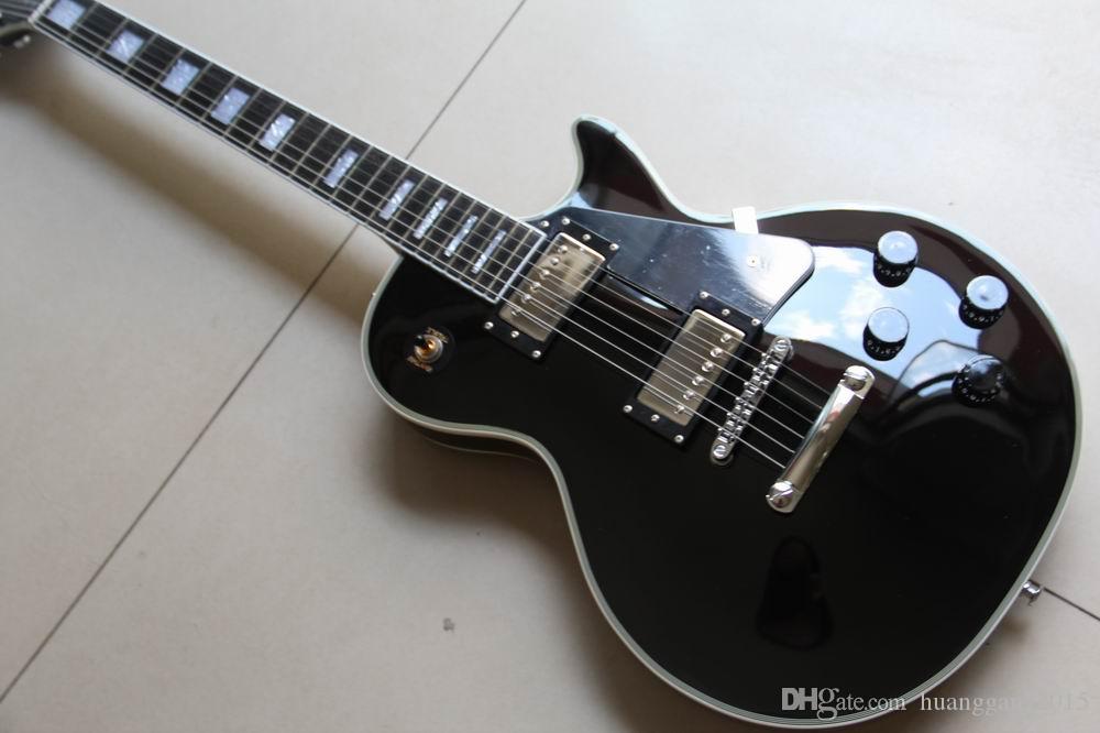 Custom factory wholesale direct arrival Cibsonlpcustom electric guitar ebony fretboard Fretside bound mother-of-pearl inlaid black electric