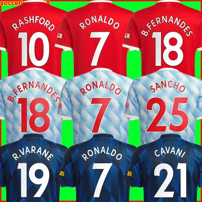 

SANCHO 21 22 soccer jerseys RASHFORD RONALDO MAN SHAW 2021 2022 football shirt fans player version UTD POGBA MARTIAL B. FERNANDES men kids kit, Black;yellow