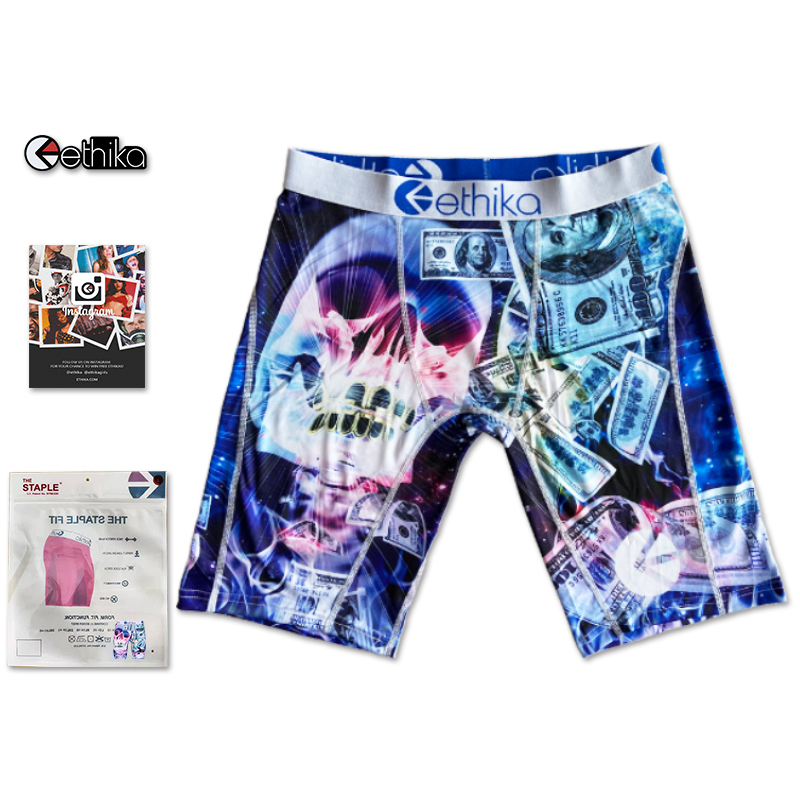 

zhcth New Fashion Men Ethika Boxers XRAY GRILL Designer Tight Underpants Male Ice Silk Boxer Panties Long Shorts Sport, M298
