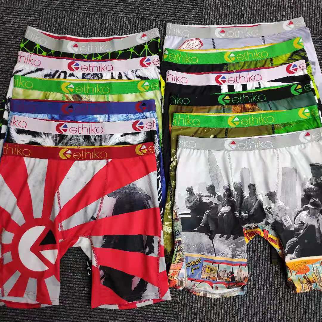 

2021###New Ethika brand wholesale spot polyester seam seamless men' Boxer Shorts men' underwear boxer underwear 131001#df