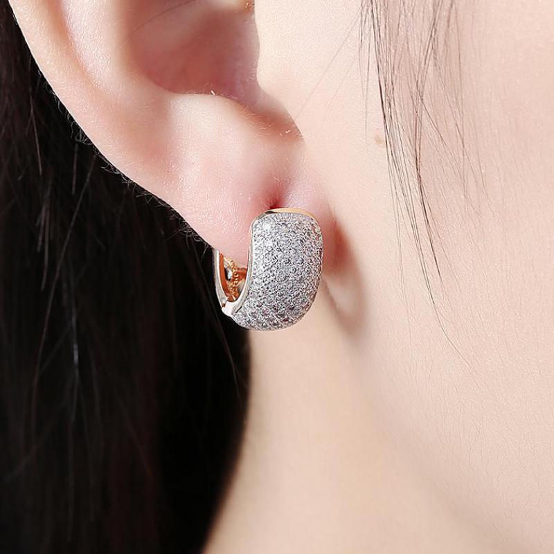 

Stud Full Crystal Earrings High Quality For Women Earing Jewelry Earring Gold Plated Earings Kolczyki Pendientes CF5, Golden;silver